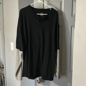 Black and grey long sleeved polo. Size Tall 2XL